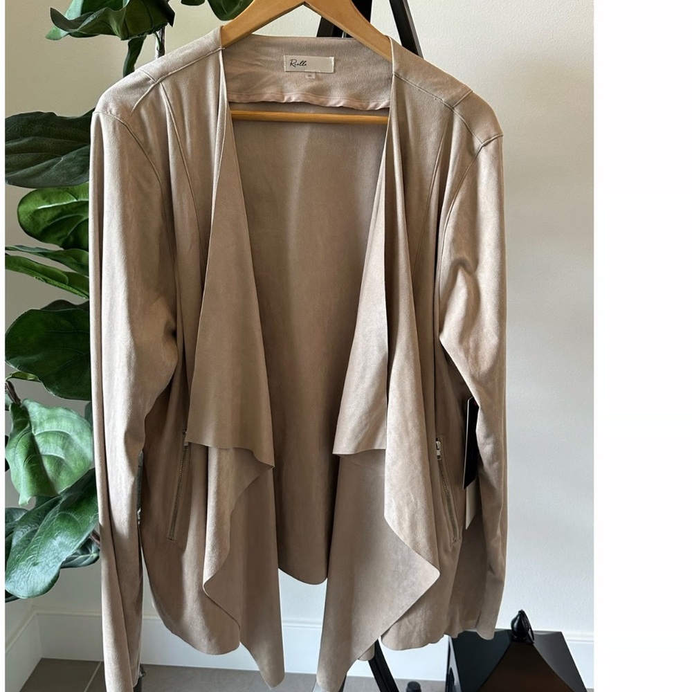 Rielle Tan Waterfall Suede Cape